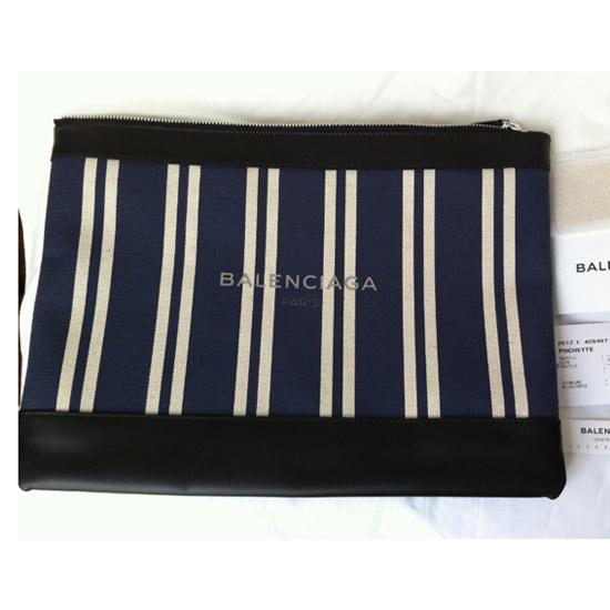 SALE!【BALENCIAGA】バレンシアガ クラッチバッグ コピー Clip M Navy ロゴキャンバスクラッチ 7062804